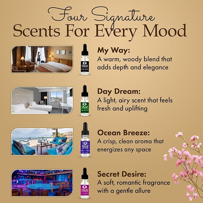 4-pk Hotel Diffuser Oil, Hotel Lobby Collection (15 Ml) Hotel Scents, Waterless Essential Oil Diffuser Refills, Essential Oils for Diffusers for Home, Hotel Fragrance Oil Home Essentials