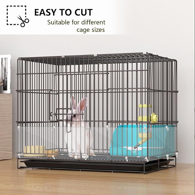 12PCS Pet Cage Guard, Rabbit Urine Guard, 13.8" x 5.9" Pet Cage Edge Liner with 120PCS Ties for Rabbit, Guinea Pig, Hamster, Chinchilla, Hedgehog, Ferret, Bunny