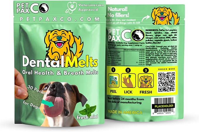 Dog Breath Freshener 5 in 1 – 30 Oral Strips – Natural Sage, Spirulina, Apple Cider Vinegar – Dogs Dental Care Products, Fresh Breath & Oral Hygiene Support – No Chew Dog Breath Mints