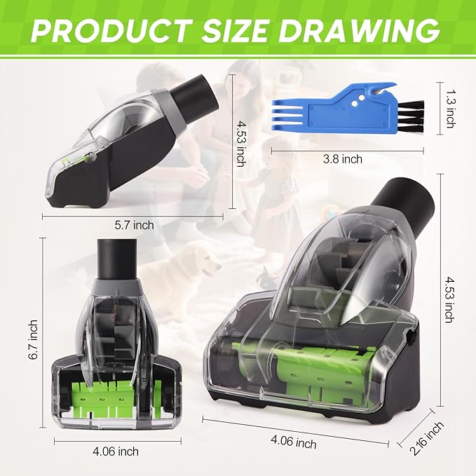 Upgraded Pet Turbine eraser Hair Brush Tool Attachment for Bissell Cleanview Swivel Pet Crosswave 2252 2486 2254 22543 2489 24899 3437F 3508 3774F 27909 3198A Vacuum Replacement Parts 1608089 Green