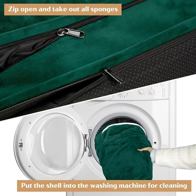 Comfort Expression Orthopedic Dog Bed for Extra Large Dogs 53x42 Inch, Waterproof Supportive Egg Crate Foam XXL Pet Bed with Removable Bolster, Dog Couch with Washable Cover & Non-Slip Bottom, Emerald