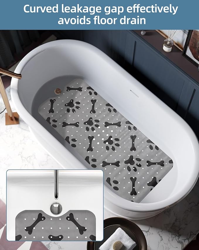 Dog Bath Mat for Tub Non-Slip Pet Bathtub Mat Fast Dry Dog Shower Attachment Mat Senior Friendly Dog Bath Supplies (Gray