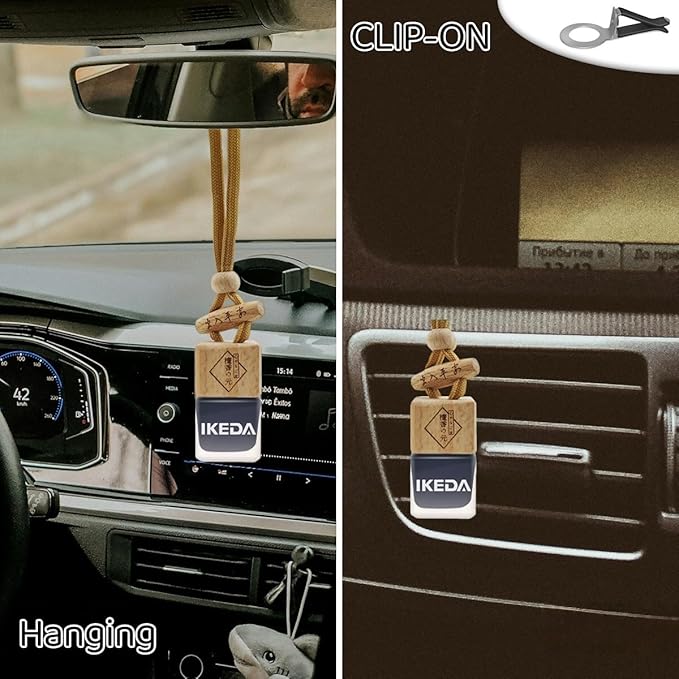 IKEDA Car Air Freshener, Essential Oil Diffuser for Car, Hanging Air Freshener Diffuser, 45+ days Long Lasting Fragrance, Includes: Dark Night and Coconut and New Car (10ml Pack of 3)