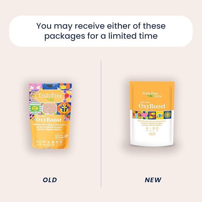 Truly Free OxyBoost - Oxygen Stain Remover Powder for Laundry | Color Safe Stain Remover for Clothes | Chlorine-Free Whitener for Whites & Colors | Oxy Cleaner with Sodium Percarbonate (12.5oz)