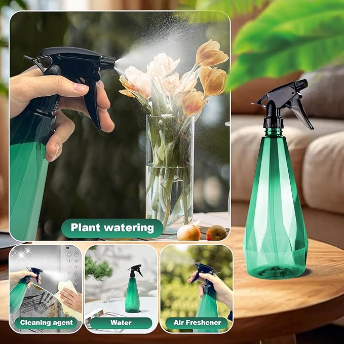 Amber Spray Bottle Cleaning Spray Bottles,Healthy Plastic, 32oz Spray Bottle For Hair&Hand&Clothe&Bathroom&Plant, Empty Mister Refillable Spray Bottles With ET,Essential Oil,Water,etc.(2 pack)