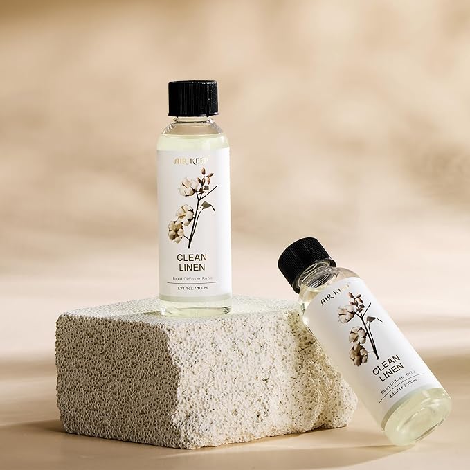 Airkeep Reed Diffuser Oil Refill/Clean Linen/3.38 oz(100ml)/2 Pack/Scented Oil Refill for Reed Diffuser Home Fragrance for Bedroom, Bathroom Office Home Decor