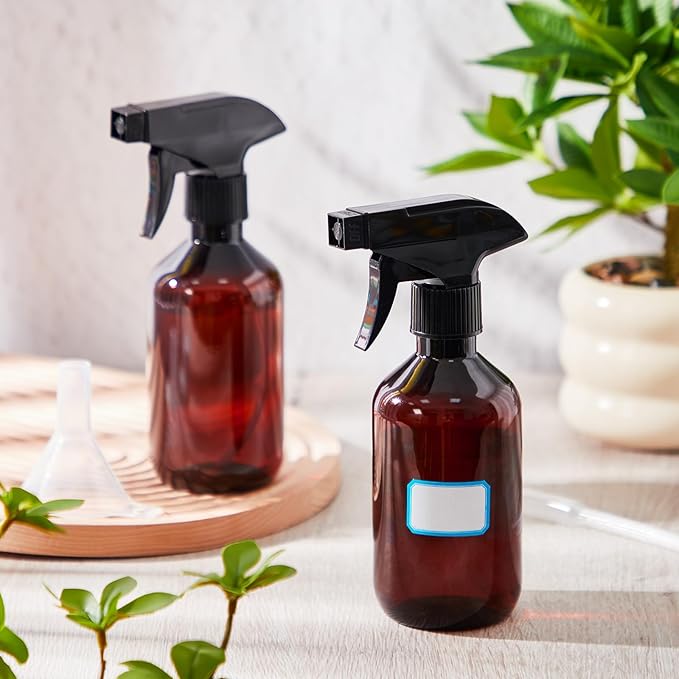9 Pack 10oz/300ml Plastic Spray Bottle Bulk for Plant Small Spray Bottle Fine Mist Water Sprayer Upgraded Adjustable Nozzle Refillable Empty Containers for Cleaning, Hair, Cooking(Amber)