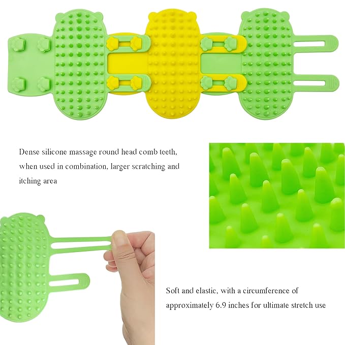 Cat Self Groomer Brush Adjustable Corner Cat Face Itch Scratching Brush Table Leg Silicone Self Massage Comb for Indoor Long and Short Haired Kitten Cats - 2 Pack (Green)