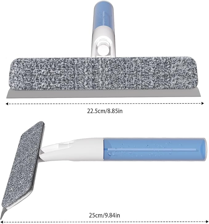 3 in 1 Window Cleaning Scraper with Spray, Glass Squeegee with Removable Hook-and-Loop Cloth for Easy Scrubbing and Streak-Free Cleaning