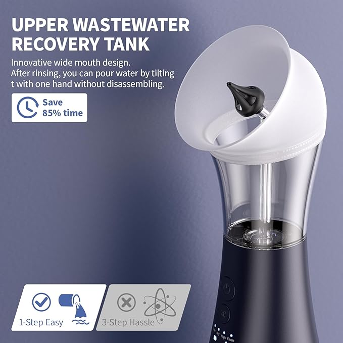 Upgraded Ear Wax Removal Kit, 4-Mode Electric Ear Cleaner - IPX7 Waterproof, Earwax Cleaning Kit with Water Temperature Sensor, 2in1 Waste Tank Design for Home Use (Blue)