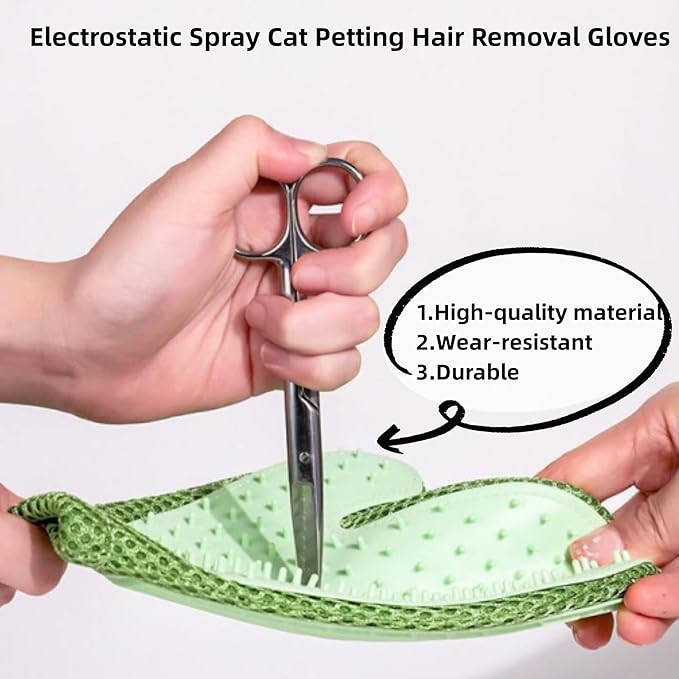 Pet Hair Remover Glove, All-in-One Grooming Mist Glove for Pets, Upgrade Efficient Pet Hair Remover Electrostatic Gloves Grooming Spray Comb, Gentle Deshedding Efficient for Dogs & Cats (Green)