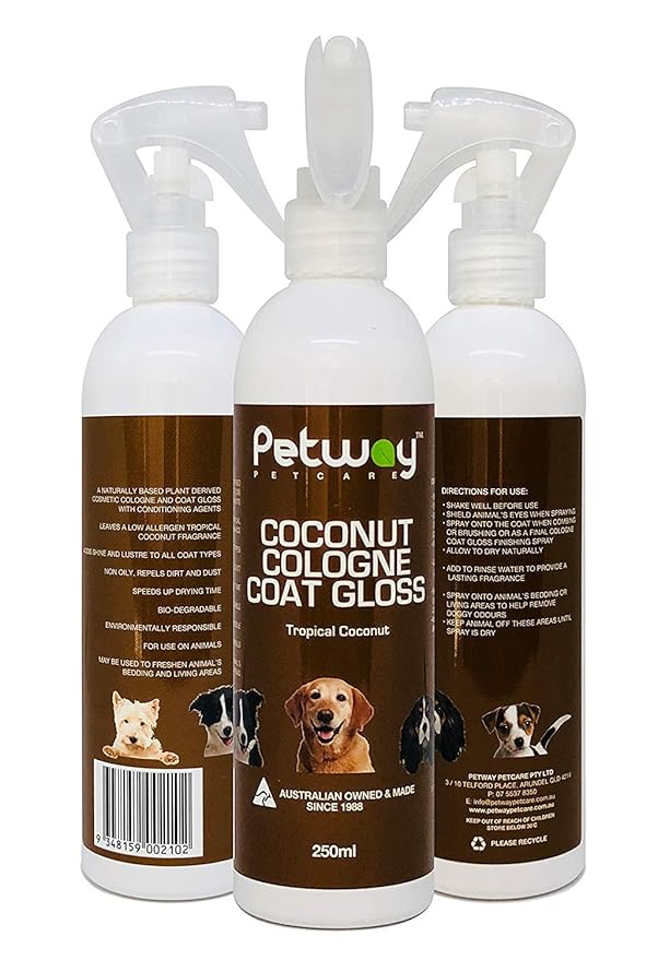 Petcare Coconut Dog Cologne, Natural Dog Cologne Spray with Coconut, Dog Deodorising Spray, Dog Odour Eliminator for Home, Dog Deodorant Spray for Smelly Dogs, Dog Grooming Spray, 250ml