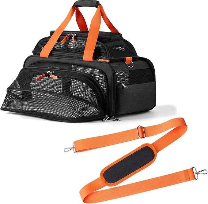 17x12.5x8.5 TSA Approved Expandable pet Carrier for Extra-Small Dog Under 6 lbs,Small-Medium cat Under 8 lbs,for jetblue and Other Airlines only Have 8.5'' Height Space underseat