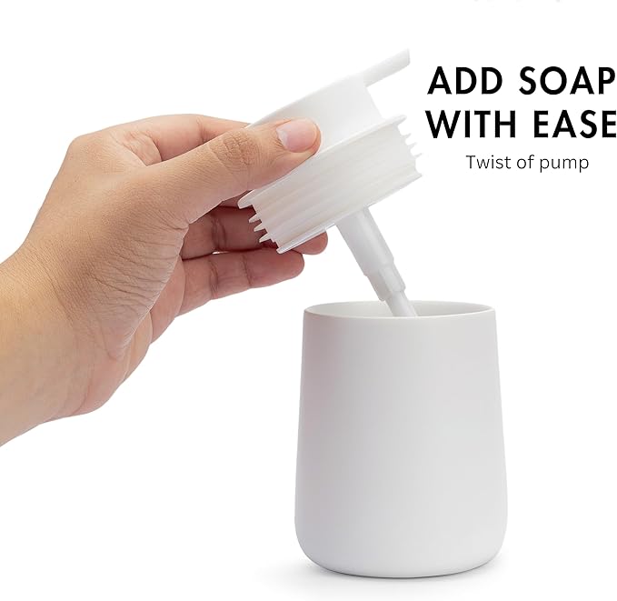 Matte White Hand Soap Dispenser Pump, 9 oz Rustproof Liquid Dish Soap Dispenser Bottle for Various Places Such as Kitchen, Countertop, and Bathroom