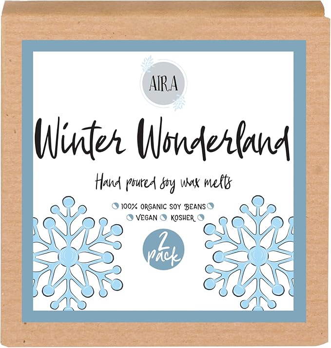 Aira Soy Wax Melt - Organic, Vegan, Kosher, Scented S0y Wax Cubes w/Essential Oil Blends - No Chemical 100% Soy Wax Melts for Tealight Melters - Hand-Poured Soy Tarts - Winter Wonderland - 2 Pack