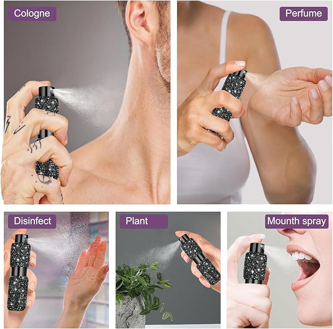 Portable 8ML Perfume Travel Refillable Bottle, Travel Size Perfume Refill Atomizer Bottle,Mini Spray Bottle Empty for Refill(Black 1PC)