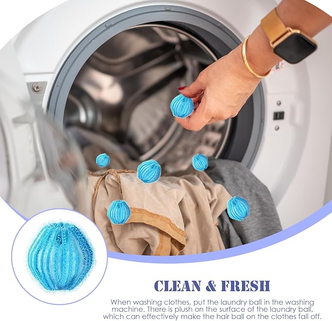 12PCS Pet Hair Remover for Laundry, Reusable Laundry Lint Remover, Dog &Cat Hair Remover for Clothes Bedding, 1.38inches Laundry Hair Trap for Washer Dryer