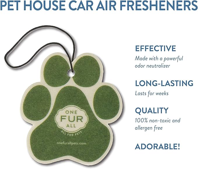 One Fur All Pet House & Car Freshener - Bamboo Watermint/Med Sea Pack of 4 - Non-Toxic, Pet-Friendly Odor Eliminator For Small Spaces & Car - Hanging Air Freshener