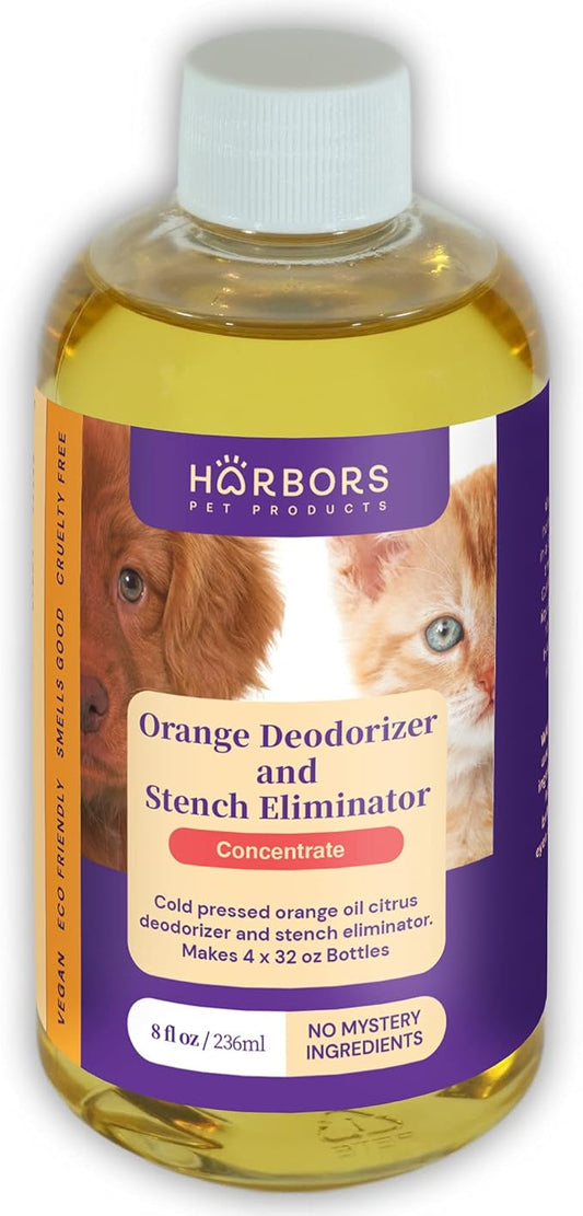 Harbor's Orange Deodorizer and Pet Stench Eliminator. Removes Dog & Cat Urine. Cleans Rugs, Furniture, and Mattresses with Pleasant Natural Aroma. Bottle of Concentrate Makes 1 Gal of Spray.