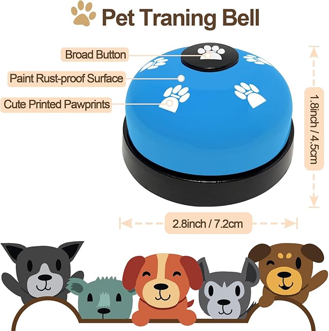 2 Pack Dog Bells, Puppy Potty Training Bell Dog Doorbell Potty Train Dog Bell for Potty Training Door Bells for Dogs to Ring to Go Outside Jingle Bells for Door Knob (Light Blue)