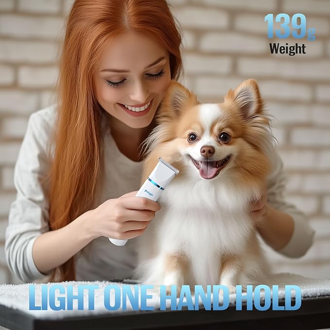 2-in-1 Dog & Cat Grooming Kit - Rechargeable Cordless Pet Hair Clippers with Nail Grinder & Paw Trimmer & 4 Guide Combs, Low Noise Dog Clippers for Grooming Small Medium Pets