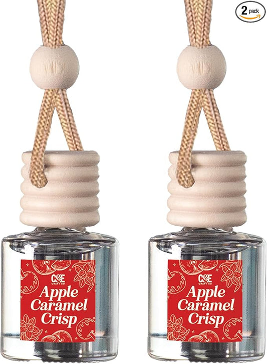 CE Craft Car Air Fresheners - Hanging Car Air Freshener Diffuser - Reusable Bottle with Long Lasting Car Oil Scent - 2 pack, Apple Caramel Crisp