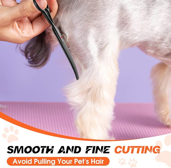 JASON 7.5" Dog Grooming Scissor - Professional Down-curved Shear with Ergonomic Handle Japanese Stainless Steel Hair Scissor for Dogs, Cats and Other Pets, Sharp (Down-curved, Black)