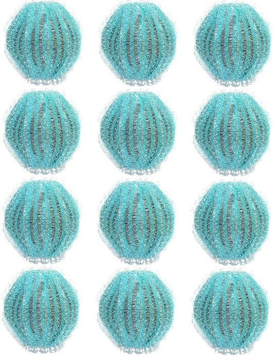 1.37 in (3.5 Cm) Blue Mesh, Clothes Pet Hair Removal Tool, 12 Pcs Laundry Hair Remover Balls, Washing Machine Catcher, Effective Design