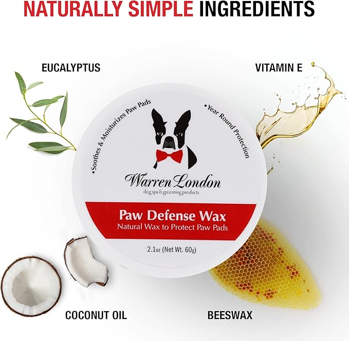 Warren London Paw Defense Wax | All-Season Dog Paw Balm with Beeswax, Aloe & Vitamin E | Shields Pads from Hot Pavement, Ice & Rough Terrain | Soothes Dry, Cracked Paws | Made in USA