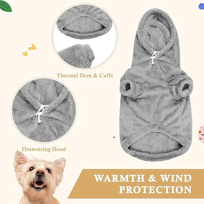 3XL Dog Sweaters for Large Dogs,Dog Hoodie,Warm Fuzzy Fleece Sweatshirt with Hood & Pocket,Leash Hole,Cozy Cold Weather Pet Clothes Sweater Hoodie for Large Dogs(Grey,3XL)