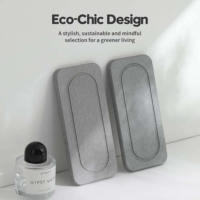 2Pack Diatomite Stone Water Absorbing Sink Tray for Kitchen & Bathroom Counter, Quick Dry Soap Dish Makeup Vanity Caddy, Dispenser Sponge Holder Space Organizer, Light Gray - 8"x 3.8"