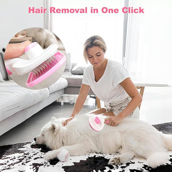 2 Piece Pink Dog Bath Supplies with Dog Brush and Shampoo Brush