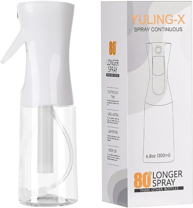 hair spray bottle, ultra-fine spray continuous spray bottle (200ml/6.8oz), used for hair design, vegetation, cleaning and skin care - empty, reusable (White)