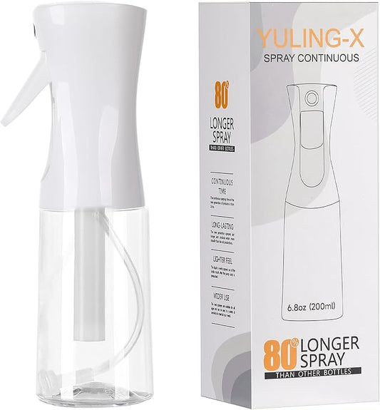 hair spray bottle, ultra-fine spray continuous spray bottle (200ml/6.8oz), used for hair design, vegetation, cleaning and skin care - empty, reusable (White)