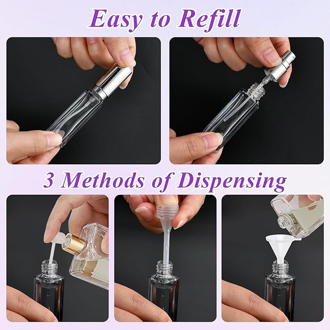 9 ML Empty Perfume Bottles, 12 Pcs Mini Glass Refillable Perfume Atomizer, Leak-proof Fragrance Bottles with Fine Mist Sprayer, Portable Perfume Bottle, Perfume Atomizer for Men and Women