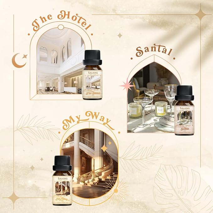 SALKING Hotel Diffuser Oils Gift Set, Hotel Scent Essential Oils for Diffuser, Luxury Fragrance Oil Set, Candle, Soap Making Scents, Santal, My Way, Day Dream, Secret Desires, White Tea