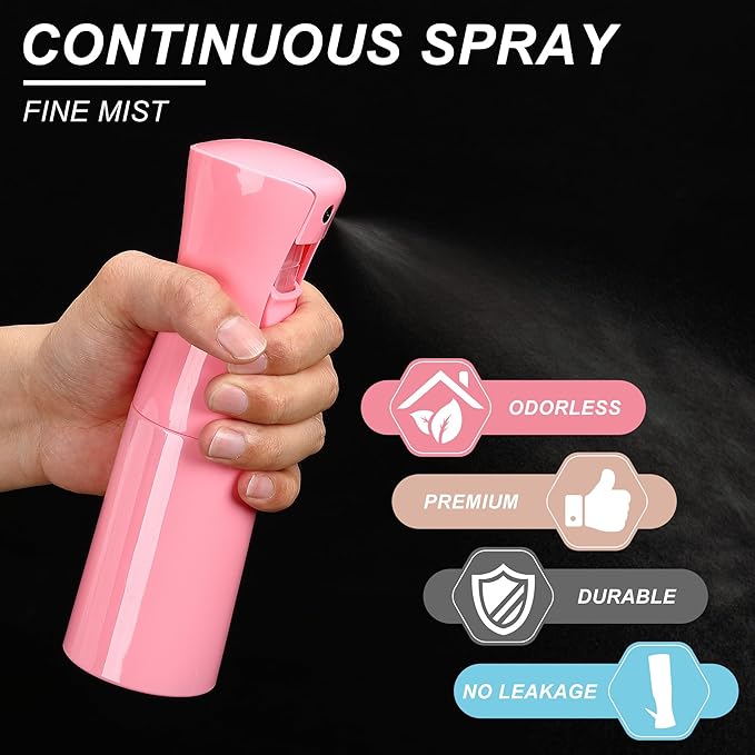 Hair Mister Spray Bottle，Spray Water Bottle Fine Mist Refillable Plants（6.8OZ /200ML） Barber，Showering Pets, Plants, travel, Ironing and Cleaning ﻿ ﻿ ﻿ (Pink-1Pcs)