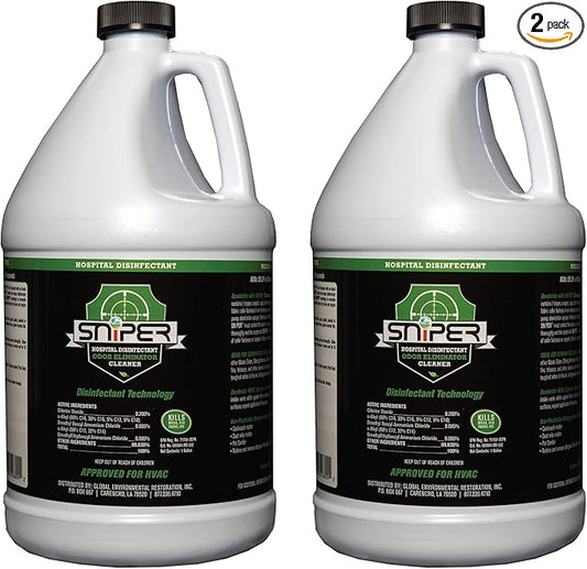 SNiPER Hospital Disinfectant, Odor Eliminator & All-Purpose Cleaner, 1 Gallon, 2-Pack