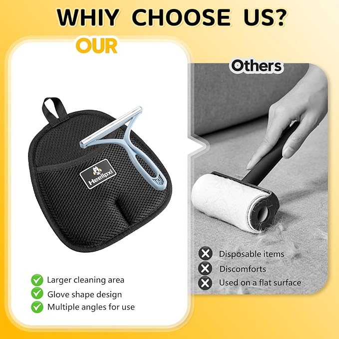 3Pcs Gloves Pet Hair Removal, Pet Hair Remover Glove, Washable Reusable Dogs Cats Hair Gloves for Furniture Bed Sheets Couch Clothes Carpet Car