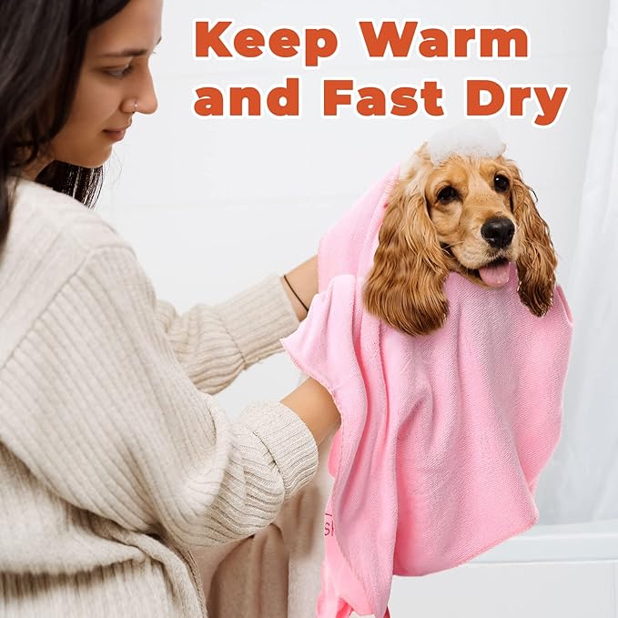 Irenare 12 Pcs Dog Towels Microfiber Pack Bulk, 20 x 40 inch Quick Drying Absorbent Pet Puppy Towels for Drying Small Puppy Dog Cat Pet Kitten Grooming Bathing Shower Travel Supplies