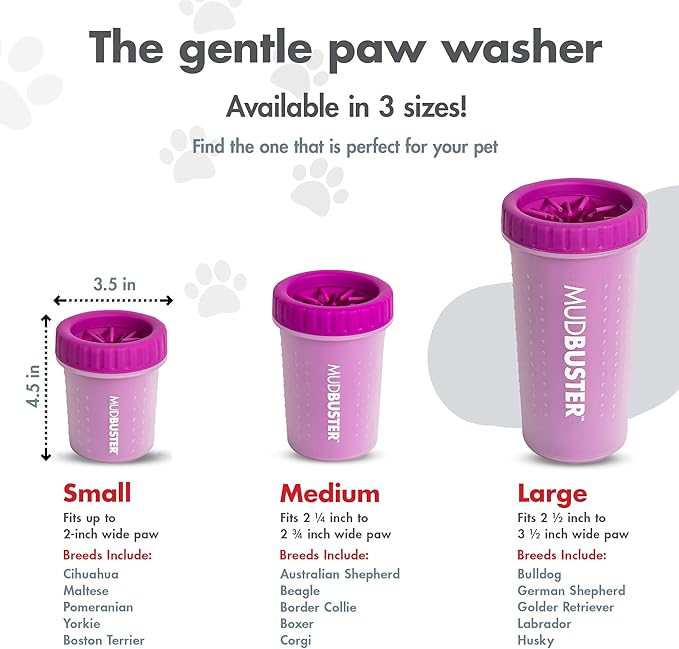 Dexas MudBuster Portable Dog Paw Cleaner, Small, Fuchsia - Premium Quality Pet Accessory