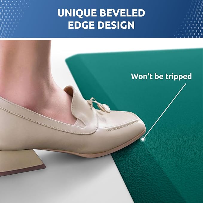 KitchenClouds Kitchen Mat Cushioned Anti Fatigue Rug 17.3"x28" Waterproof, Non Slip, Standing and Comfort Desk/Floor Mats for House Sink Office (Dark Green)