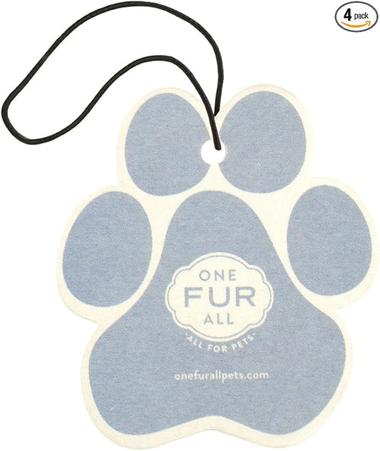 One Fur All Pet House Car Air Freshener by, Pack of 4 – Sunwashed Cotton - Non-Toxic Air Freshener, Pet Odor Eliminating Air Freshener for Car, Ideal for Small Spaces, Dye Free Dog Car Air Freshener