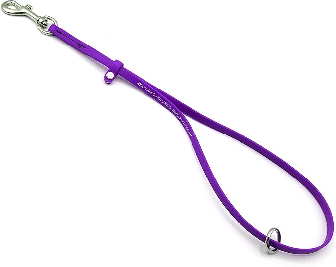 Jelly Pet Grooming Loop for Dogs, Groomers Helper, BioThane Material is Easy to Clean, Waterproof & Durable Noose Loop, Fits Most Pet Grooming Tubs/Tables/ 3/8” x 24” W/Ring Purple