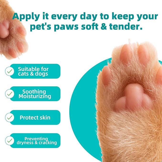 2-Pack Dog Paw Balm - 60g Natural Paw Cream for Dogs & Cats | Beeswax, Coconut Oil, Vitamin E | Lick-Safe Paw Pad Balm for Hot Pavement, Dry & Cracked Paws