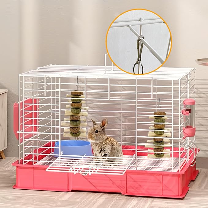 3Pcs Bunny Chew Toys for Teeth Bunny Hanging Grinding Cake Natural Sweet Bamboo Sticks Timothy Alfalfa Hay & Carrot Cake for Rabbit Guinea Pig Chinchilla Gerbil Improve Dental Health