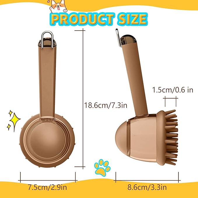 Pet Bath Brush for Dogs & Cats - Grooming Brush with Built-in Shampoo Dispenser - Massage Wash Brush for Long & Short Hair(Brown)