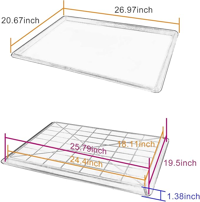 2pcs 27"x20.6" Replacement for Dog Crate Plastic Cage Bottom Pan Multi-Purpose Boot Mat Shoe Tray Indoor Outdoor Waterproof, Dog and Cat Rabbit Food Bowls Floor Liners