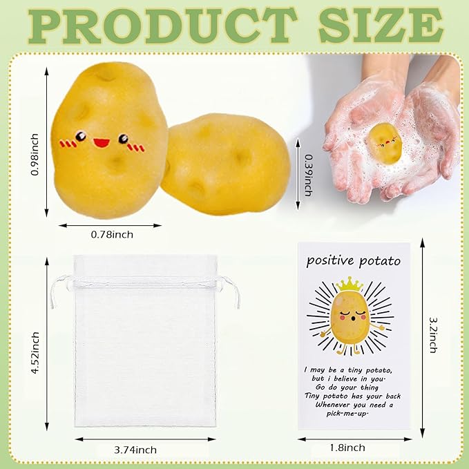 40Pack Positive Potato Bulk Gifts,Inspirational End of Year Student Emotional support,Resin Cute Realistic Potato with Funny Card Organza Bag Positive Gift for Coworker Staff Students Teacher