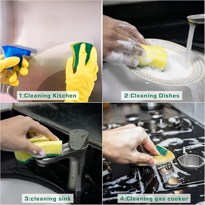 300 Pack Kitchen Cleaning Sponges, Eco Non-Scratch for Dish,Scrub Sponges.